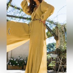 Nine lives bazaaar gold jumpsuit new